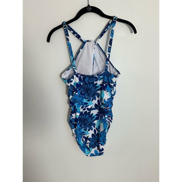 BLEU/ROD BEATTIE BLUE FLORAL 1 PIECE‎ ADJUSTABLE STRAPS - NWT - Picture 2 of 4